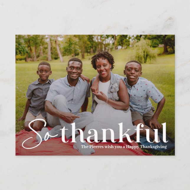 So Thankful Thanksgiving Photo Card Postcard (Front)