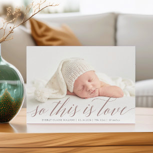 So This Is Love Photo Birth Announcement