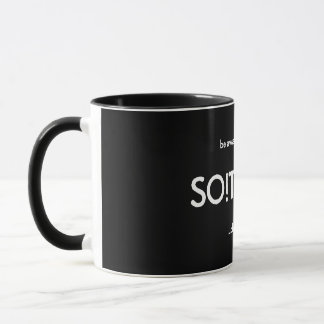 SO!Trouble logo and tag line on black Mug