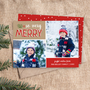 So Very Merry 2 Photo Collage Flat Holiday Card