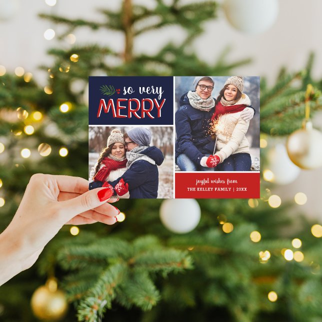 So Very Merry 2 Photo Collage Holiday Card (Creator Uploaded)