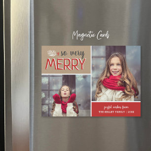 So Very Merry 2 Photo Magnetic Holiday Card