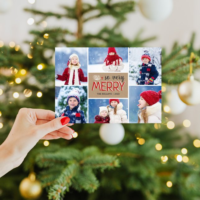 So Very Merry 6 Photo Magnetic Holiday Card (Creator Uploaded)