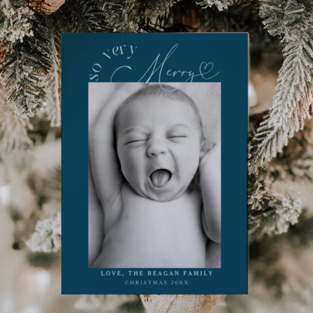 So Very Merry Christmas Teal Birth  Announcement (Creator Uploaded)