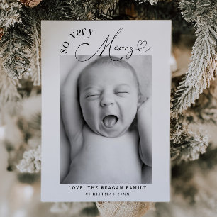 So Very Merry Christmas White Birth  Announcement