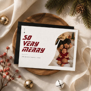So Very Merry Curved Photo Family Christmas  Holiday Card