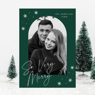So Very Merry Green Arch Frame Photo Holiday Card