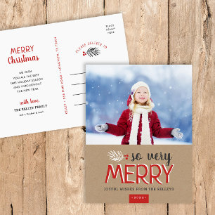 So Very Merry Holiday Photo Postcard