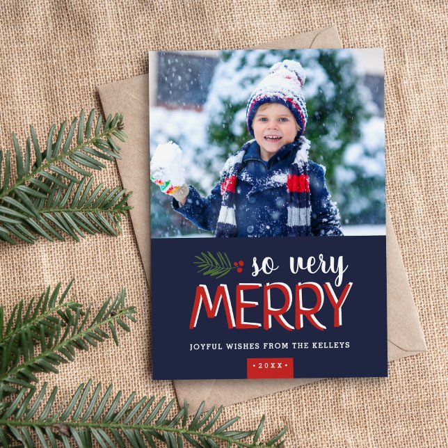 So Very Merry Magnetic Holiday Photo Card (Creator Uploaded)