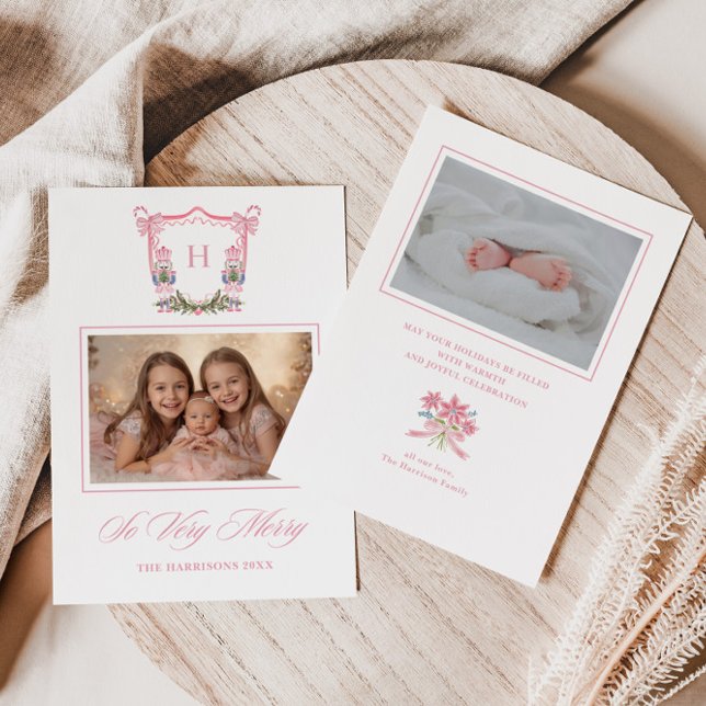 So Very Merry Nutcracker Monogram Crest  Holiday Card (Creator Uploaded)