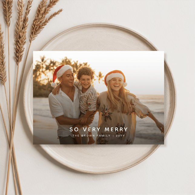 So Very Merry Tropical Beach Family Photo Holiday Card (Creator Uploaded)