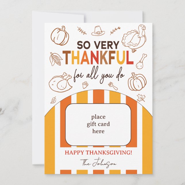 So Very Thankful Fall Thanksgiving Gift Card Holde (Front)