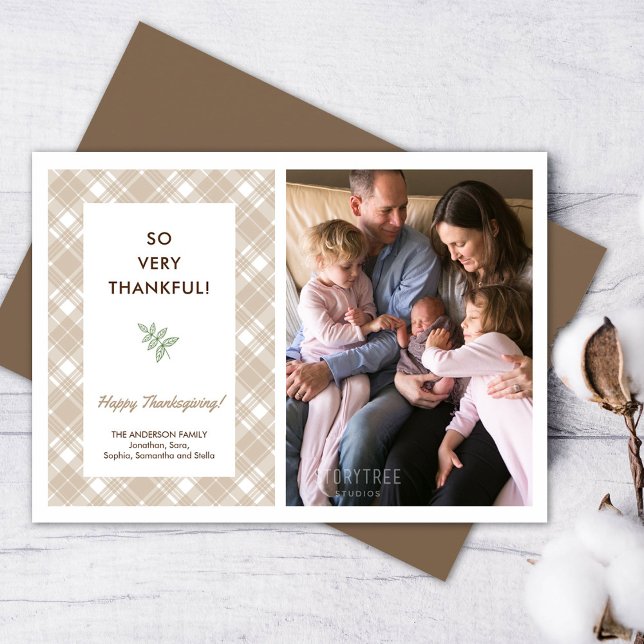 So Very Thankful Photo Thanksgiving Greeting Holiday Card (Creator Uploaded)