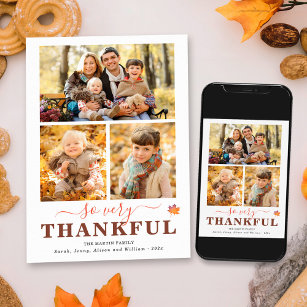So Very Thankful Three Photo Collage Thanksgiving Holiday Card