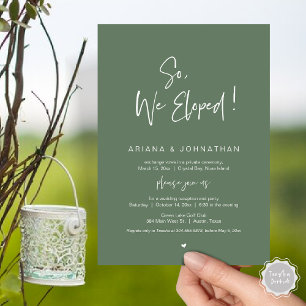 So, We Eloped, Modern Wedding Elopement Dinner Invitation