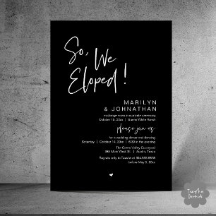So, We Eloped, Modern Wedding Elopement Dinner Invitation
