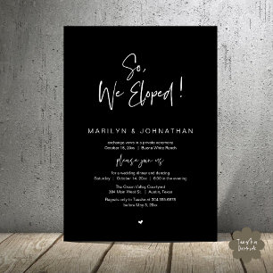 So, We Eloped, Modern Wedding Elopement Dinner Invitation