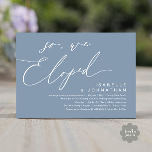 So, We Eloped, Romantic Wedding Dinner Party Invitation
