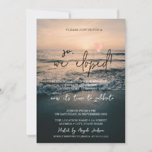 So We Eloped,Tropical Beach Wedding Elopement Invitation