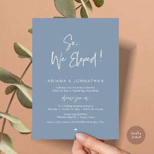 So, We Eloped, Wedding Elopement, in Dusty Blue Invitation