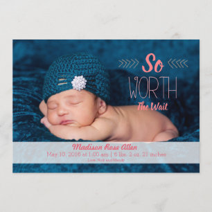 "So worth the wait" adoption or birth annoucement Announcement