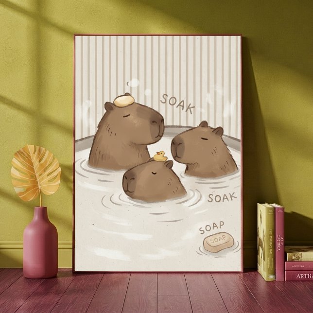 Soak Capybara Bath Time Cute Animal wall art (Creator Uploaded)