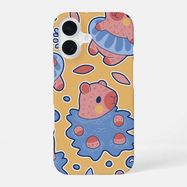 Soak & Float Capybara Spa Day iPhone 16 Case (Back)