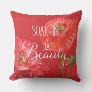 Soak in the Beauty Red Poppies Outdoor Cushion