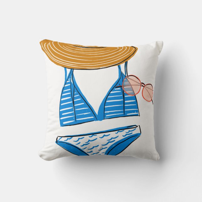 Soak up the Sun - Blue Swimsuit 2 Cushion (Front)