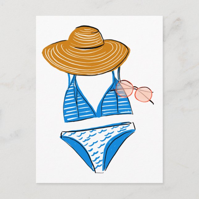 Soak up the Sun - Blue Swimsuit 2 Postcard (Front)
