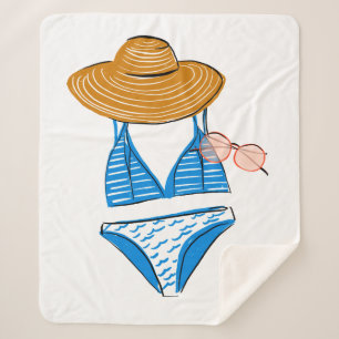 Soak up the Sun - Blue Swimsuit 2 Sherpa Blanket