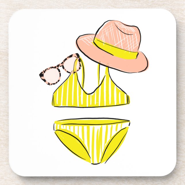 Soak up the Sun - Yellow Swimsuit Coaster (Front)