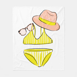 Soak up the Sun - Yellow Swimsuit Fleece Blanket