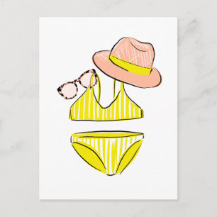 Soak up the Sun - Yellow Swimsuit Postcard