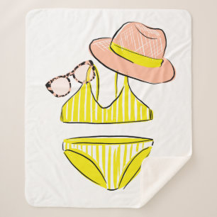 Soak up the Sun - Yellow Swimsuit Sherpa Blanket