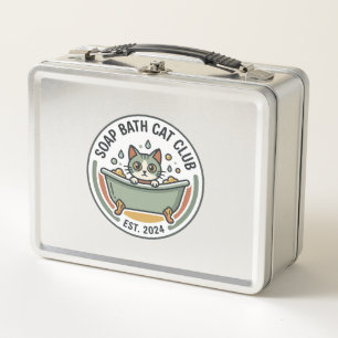 Soap Bath Cat POD Vector Art - Soap Bath Cat Club_ Metal Lunch Box