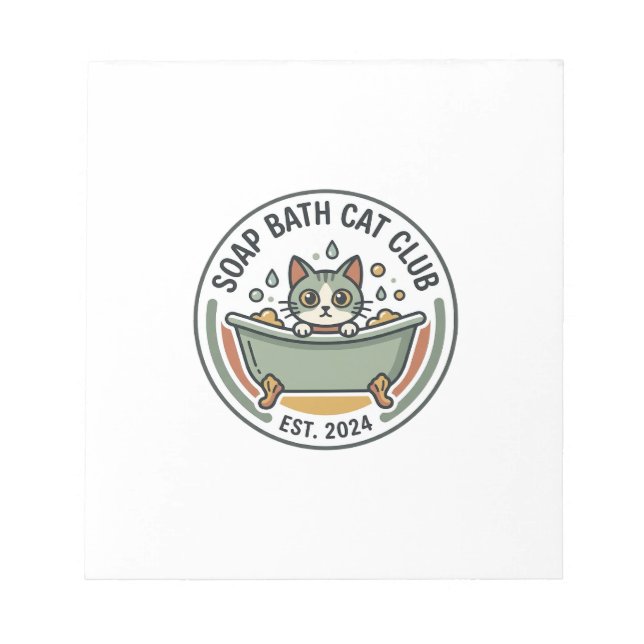 Soap Bath Cat POD Vector Art - Soap Bath Cat Club_ Notepad (Front)