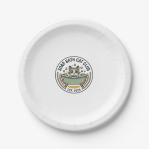 Soap Bath Cat POD Vector Art - Soap Bath Cat Club_ Paper Plate