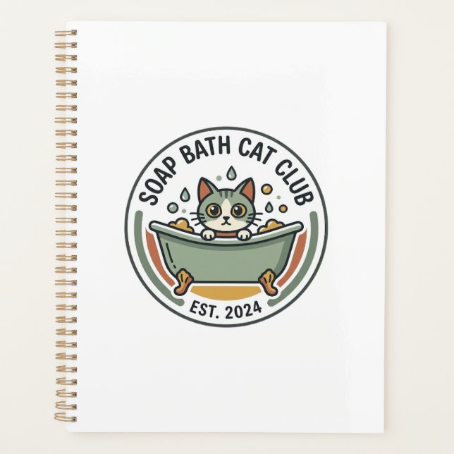 Soap Bath Cat POD Vector Art - Soap Bath Cat Club_ Planner (Front)