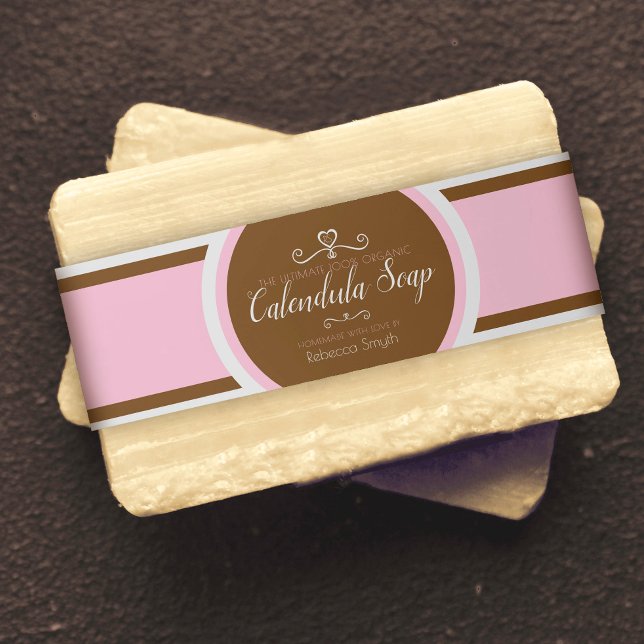 Soap beauty product info wrap label pink brown invitation belly band (Creator Uploaded)