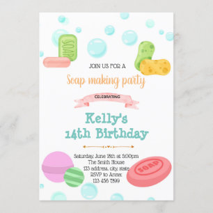 Soap bomb making birthday invitation