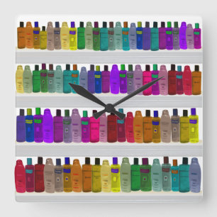 Soap Bottle Rainbow - for bathrooms, salons etc Square Wall Clock