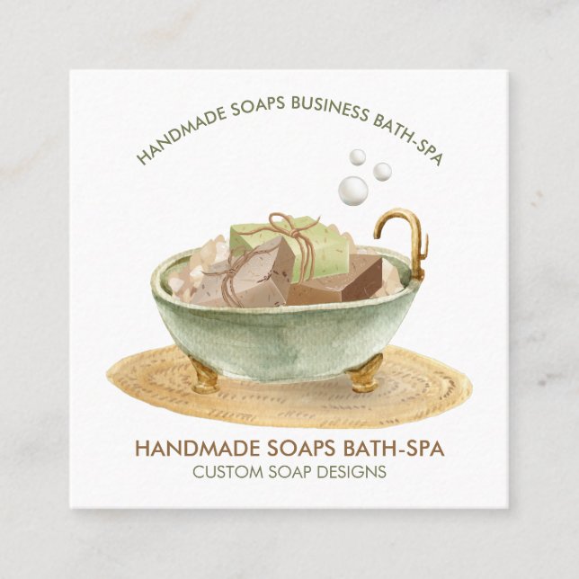 Soap Branding bath bomb tub spa Square Business Card (Front)