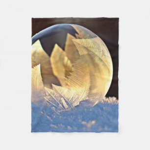 Soap Bubble on Snow Fleece Blanket