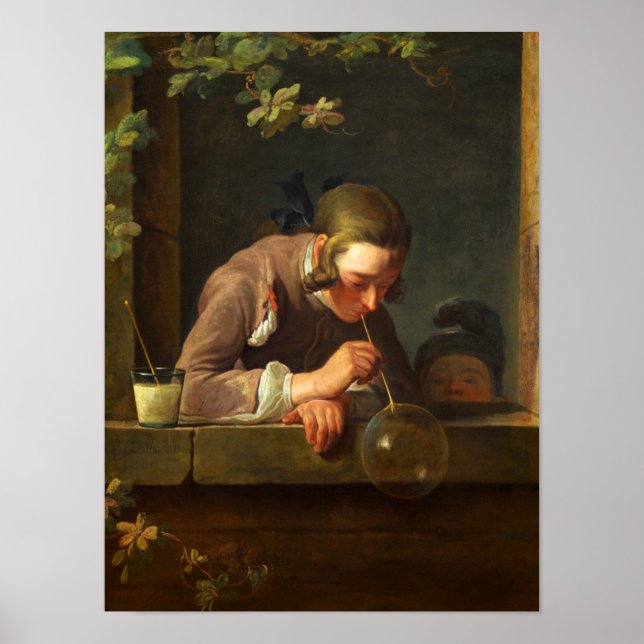 Soap Bubbles, 1733-1734 by Jean Simeon Chardin Poster (Front)