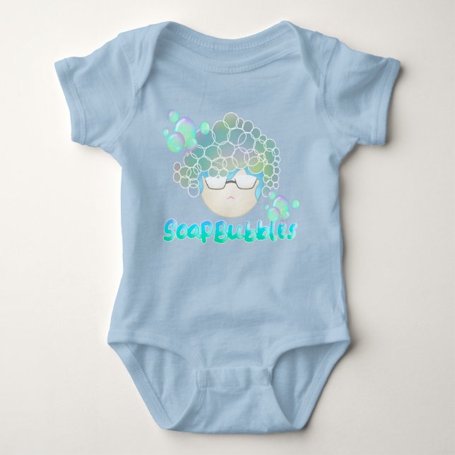 Soap Bubbles baby boy blue  Bodysuit (Front)