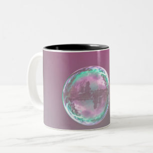 soap bubbles flying in the air Two-Tone coffee mug