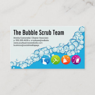 Soap Bubbles   Sanitising Cleaning Icons  Business Card