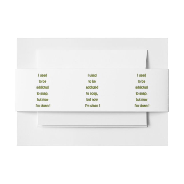 Soap funny text invitation belly band (Front Example)