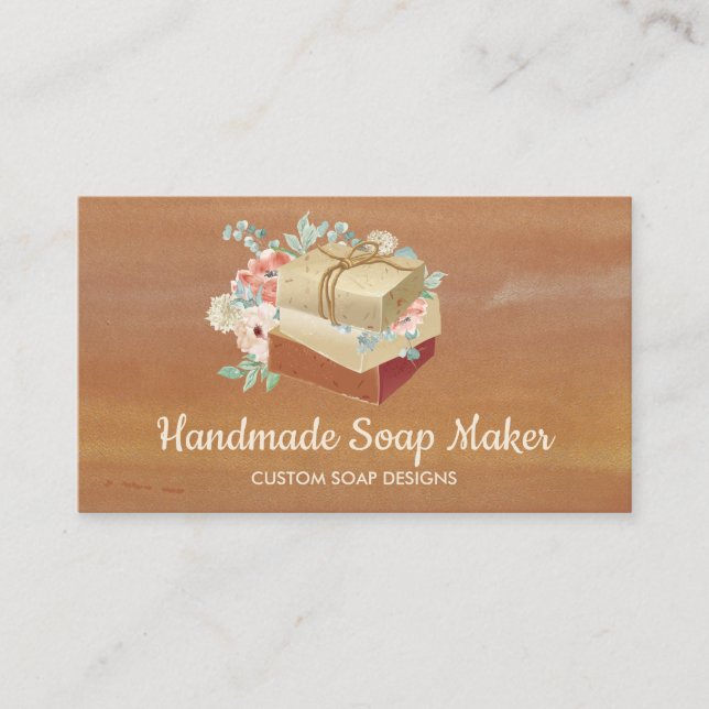Soap Handmade Bath Bombs Watercolor Brown Business Card (Front)